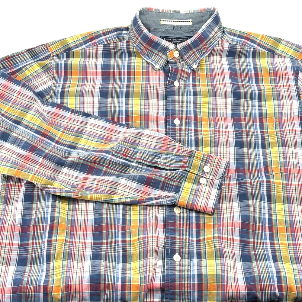 Nautica Men's Button-down Large Multi Color Plaid One Pocket